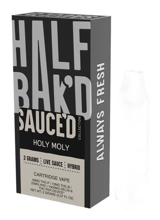 Half Bak'd 2g Live Resin Sauced Exotic THCP Cartridge — Half Bak'd 510 vape cartridge