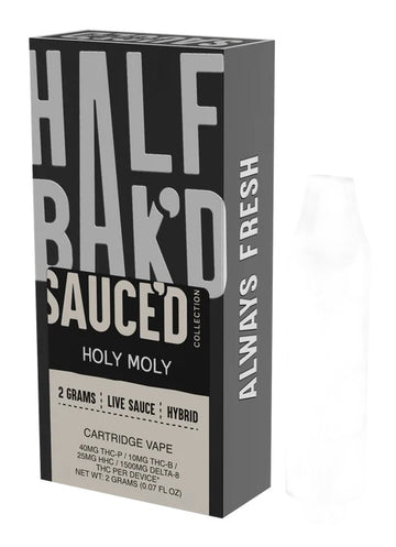 Half Bak'd 2g Live Resin Sauced Exotic THCP Cartridge — Half Bak'd 510 vape cartridge