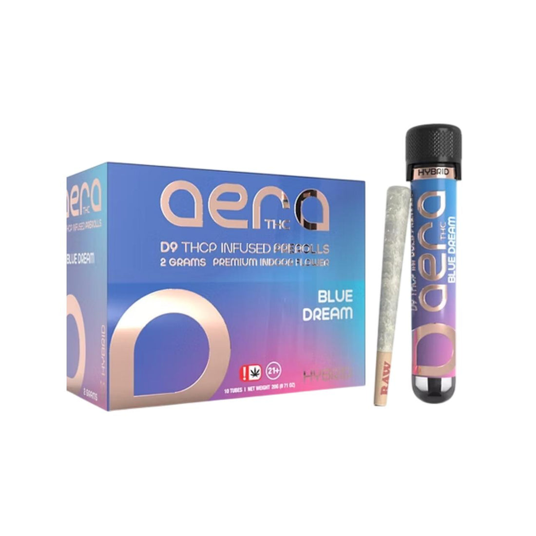 Aera D9/THCP Infused Pre-Roll 2g front of package — Aera