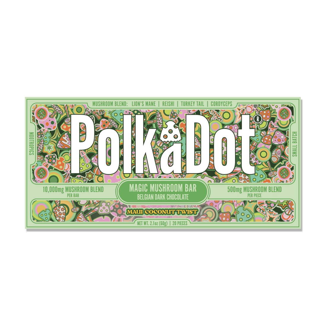 Polkadot Chocolate Bar 2.1oz - Maui Coconut Twist