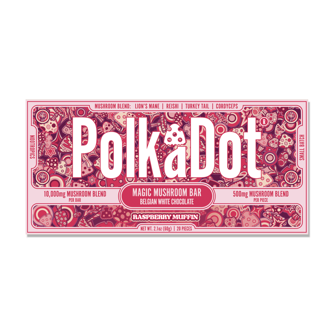 Polkadot Chocolate Bar 2.1oz - Raspberry Muffin