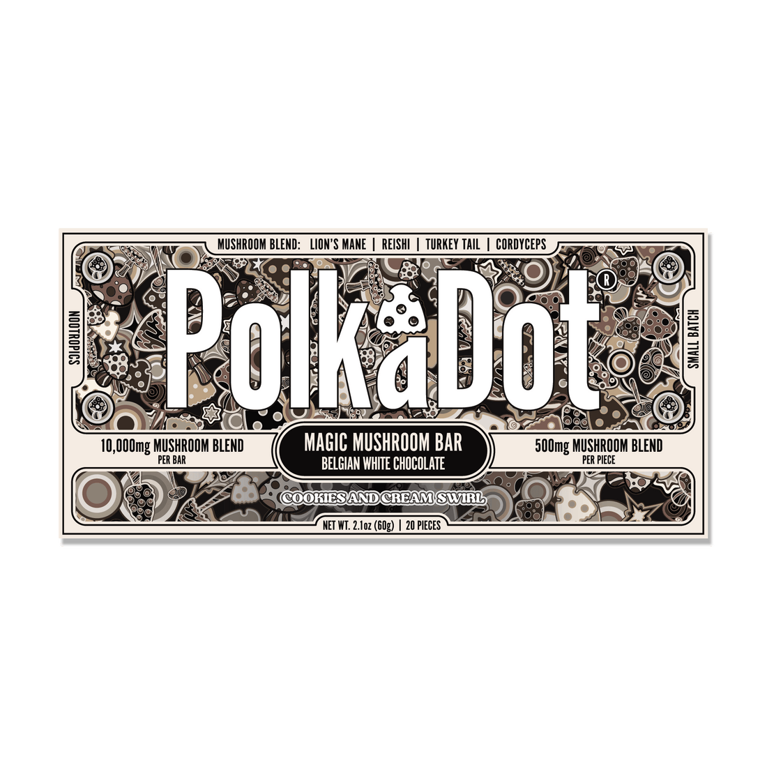Polkadot Chocolate Bar 2.1oz - Cookies & Cream Swirl