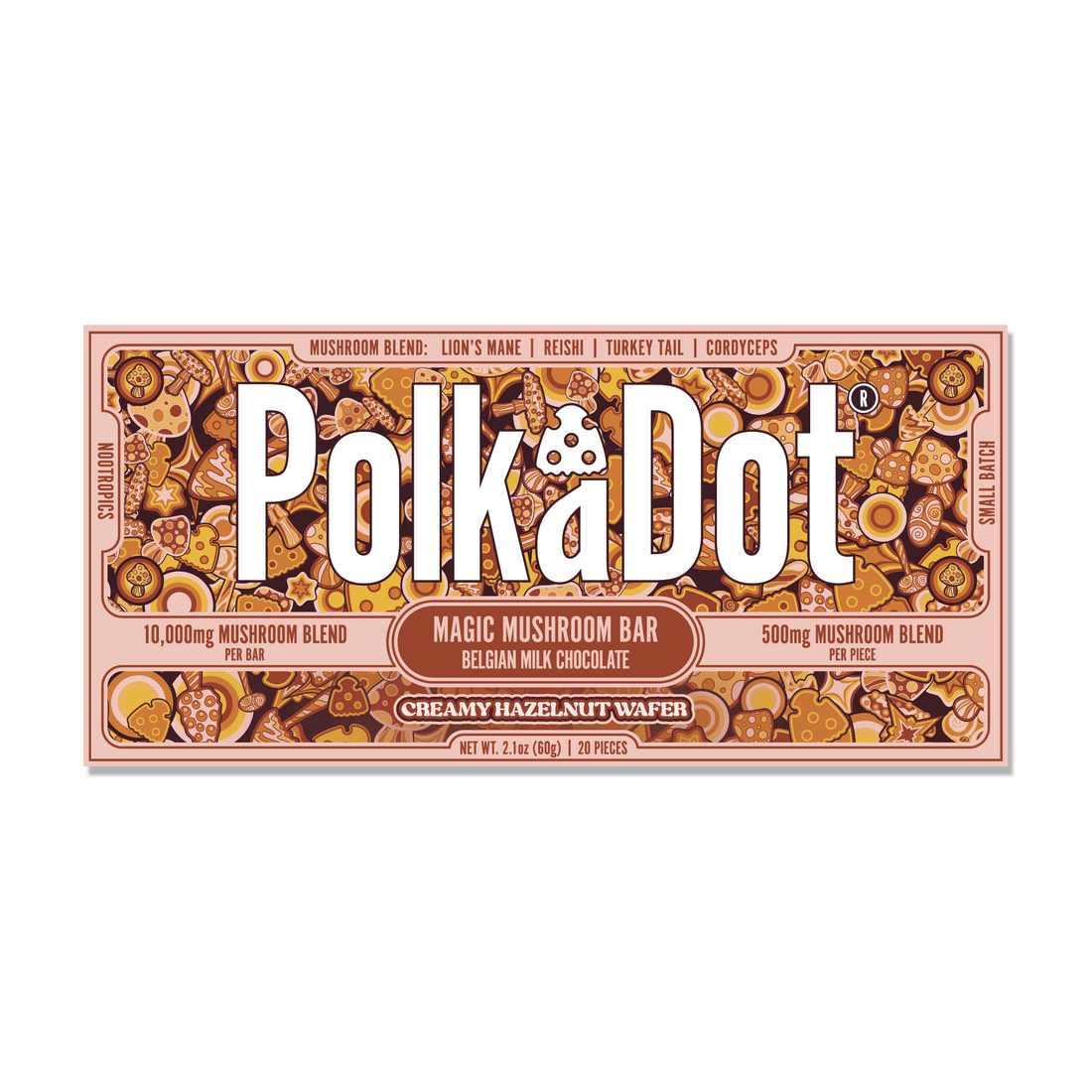 Polkadot Chocolate Bar 2.1oz - Creamy Hazelnut Wafer