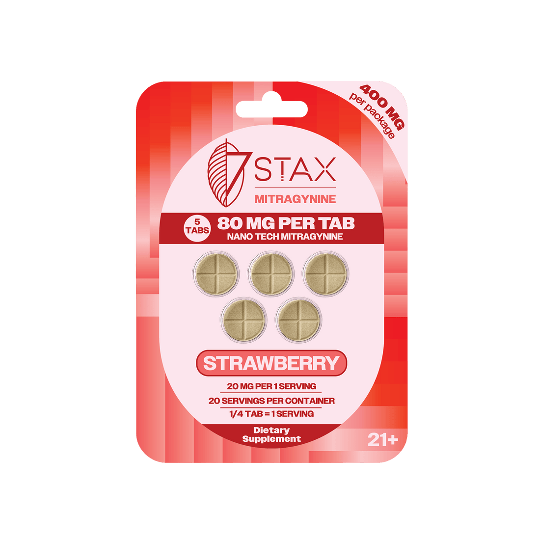 Stax Mitragynine 80mg Tablets 5 Pack - Strawberry