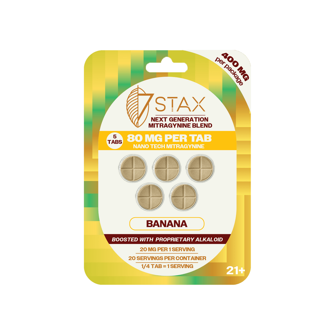 Stax Mitragynine 80mg Tablets 5 Pack - Banana