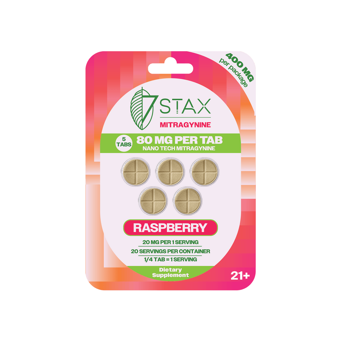 Stax Mitragynine 80mg Tablets 5 Pack - Raspberry