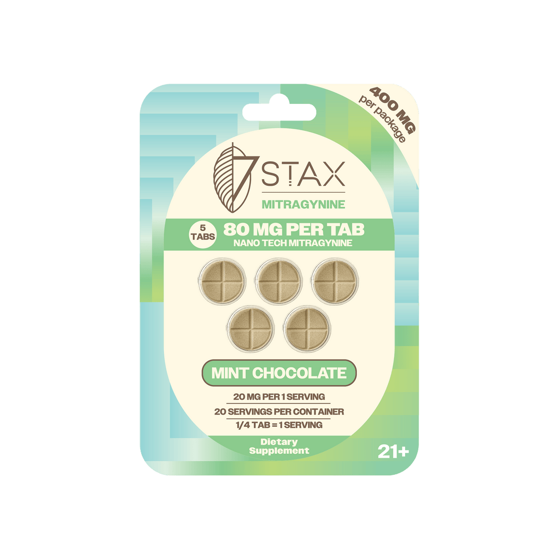 Stax Mitragynine 80mg Tablets 5 Pack - Mint Chocolate