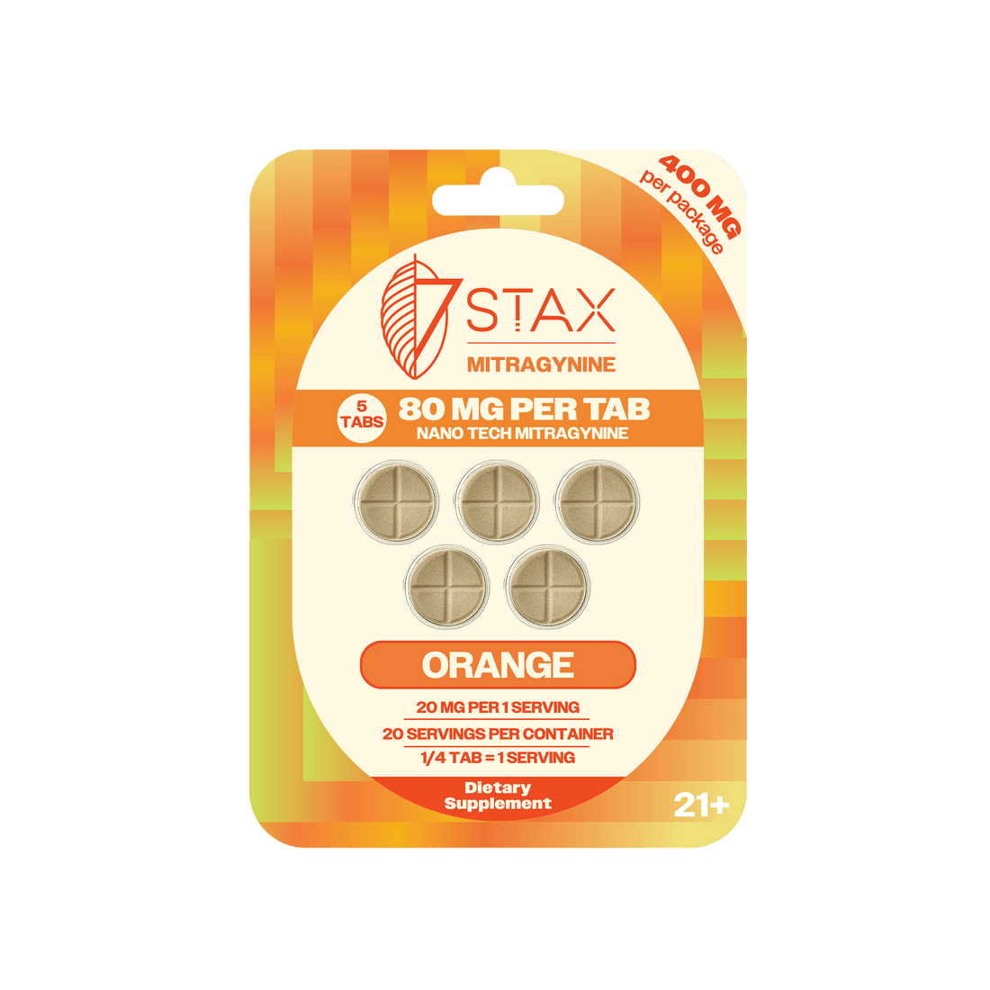 Stax Mitragynine 80mg Tablets 5 Pack - Orange