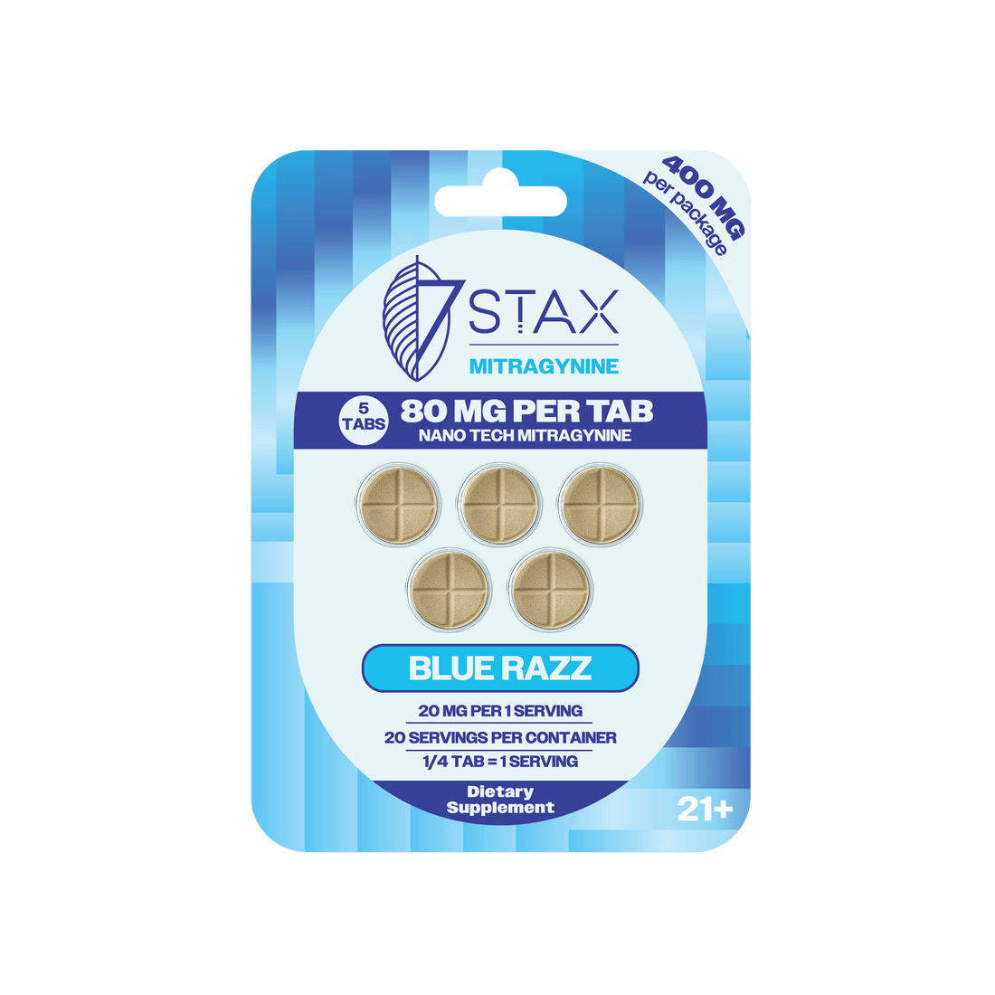 Stax Mitragynine 80mg Tablets 5 Pack - Blue Razz