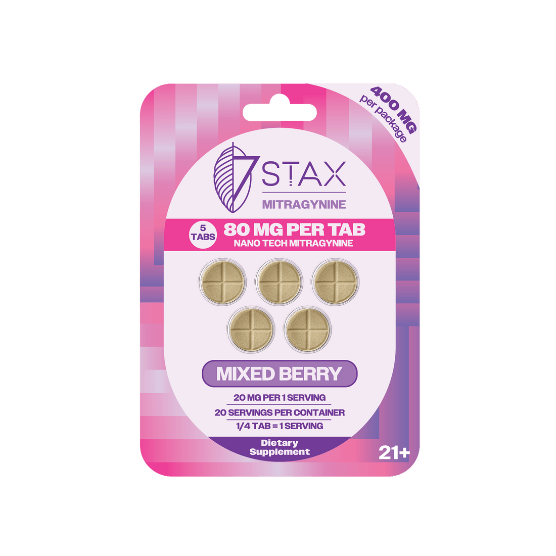 Stax Mitragynine 80mg Tablets 5 Pack - Mixed Berry