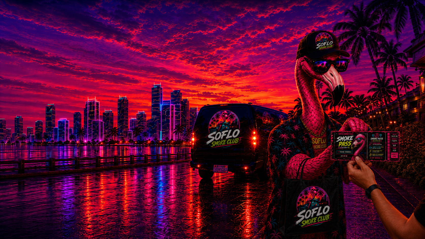 Miami neon skyline